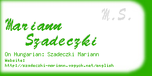 mariann szadeczki business card